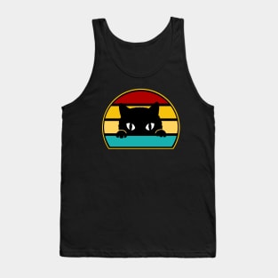 Funny Peeking Black Cat Tank Top